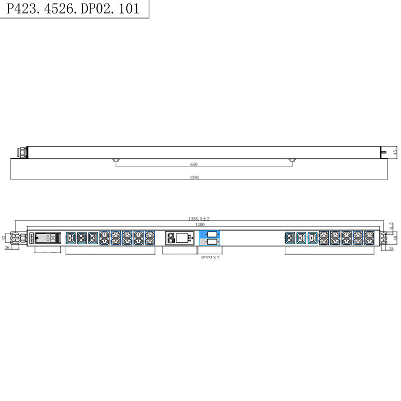 Raca Chliste TCP/IP PDU 26 Asraonta IEC C13 /C19 1.5U Briste Ciorcad Maighnéadach Leachtach Ingearach